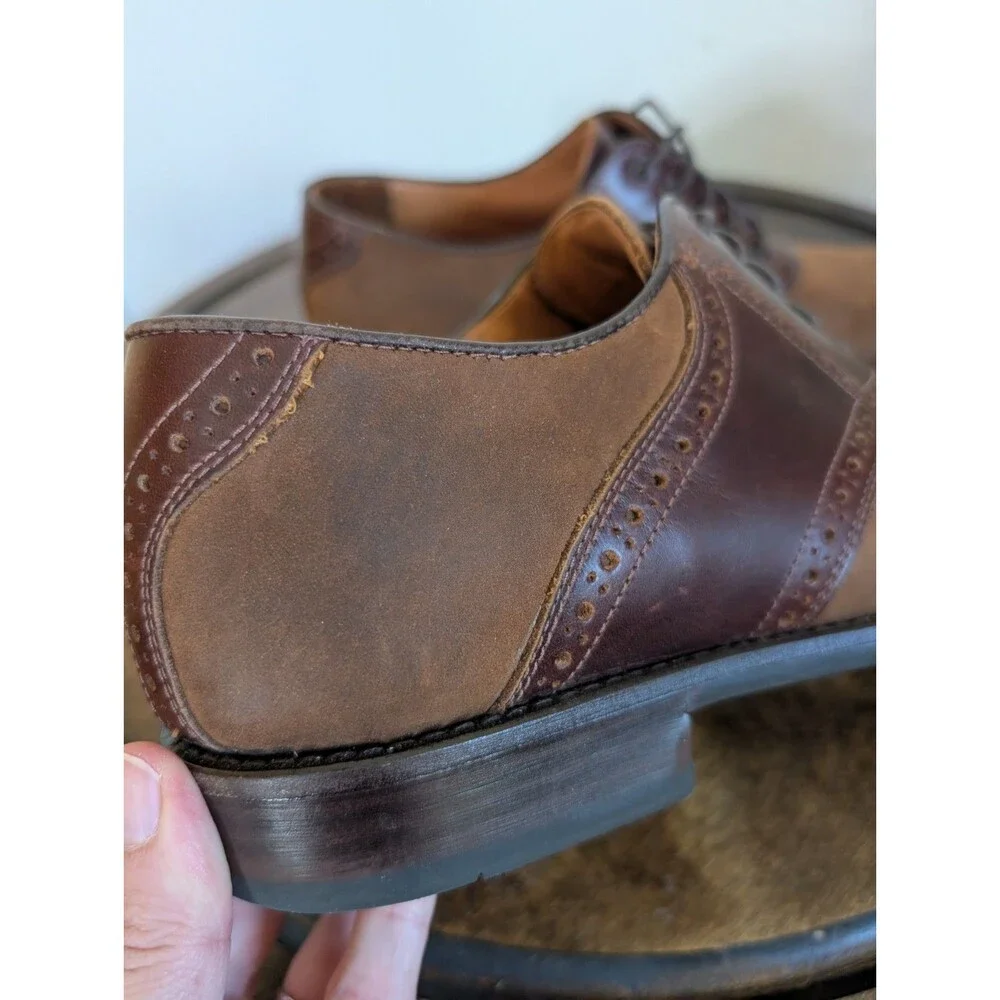 Johnston & Murphy 9 Saddle Shoes Oxfords Leather Suede Brown Formal Wedding Work
